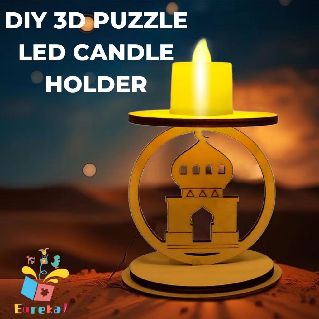 Diy 3D Puzzle Lampu Lilin Led Dengan Hiasan Tempat Lilin Edisi Ramadan Bulan Puasa Ramadhan Rakit Pegangan Lilin Led Rakitan Prakarya Kerajinan Tangan Mainan Edukatif / 3D Puzzle Led Candle Holder Ramadan Edition