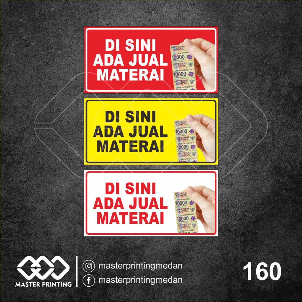 

160 - Stiker Di Sini Ada Jual Materai, Sticker Vinyl, Premium, Tahan Air, Termurah, dan Bisa Custom