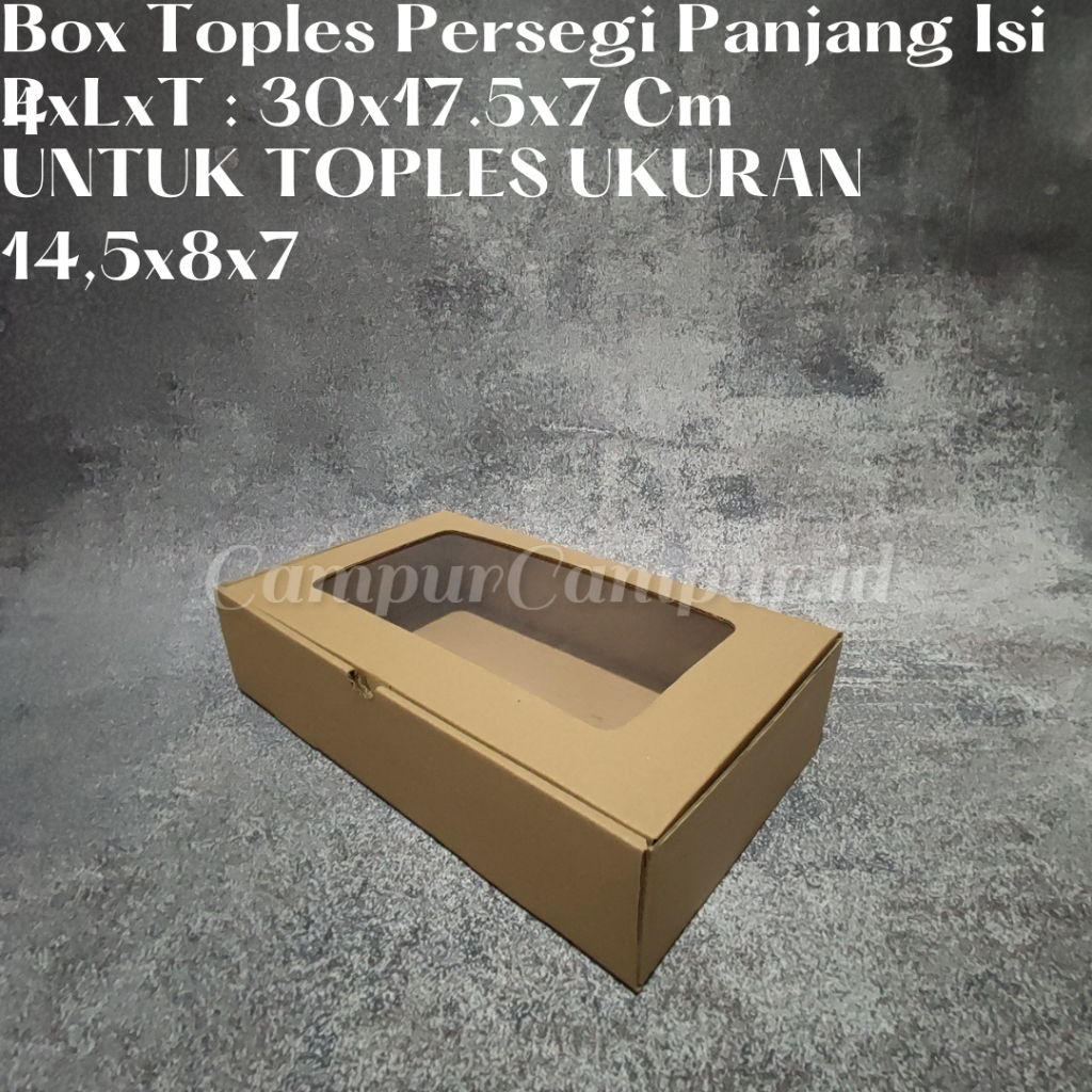 

Box Hampers Kardus Eflute Window untuk Toples Persegi panjang isi 4 30x17,5x7 Box Kue Kering Hampers