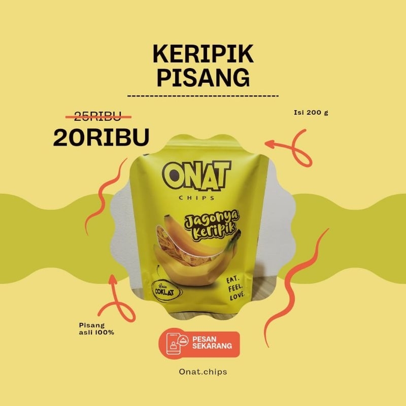 

Onat Chips Keripik Pisang Rasa Coklat 200 Gram