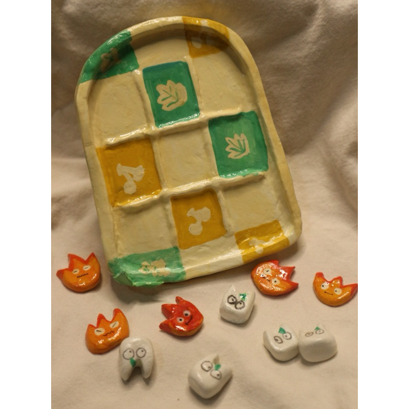 Ghibli Inspired Clay Tic Tac Toe Board