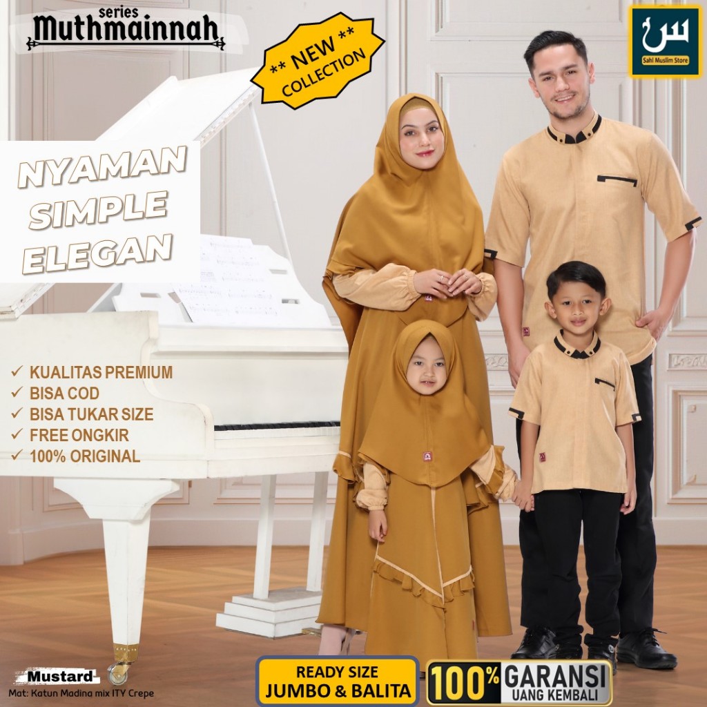 Muthmainnah Pakaian Baju Sarimbit Gamis Syari Kemeja Koko Kemko Kerudung Seragam Pengajian Lebaran M