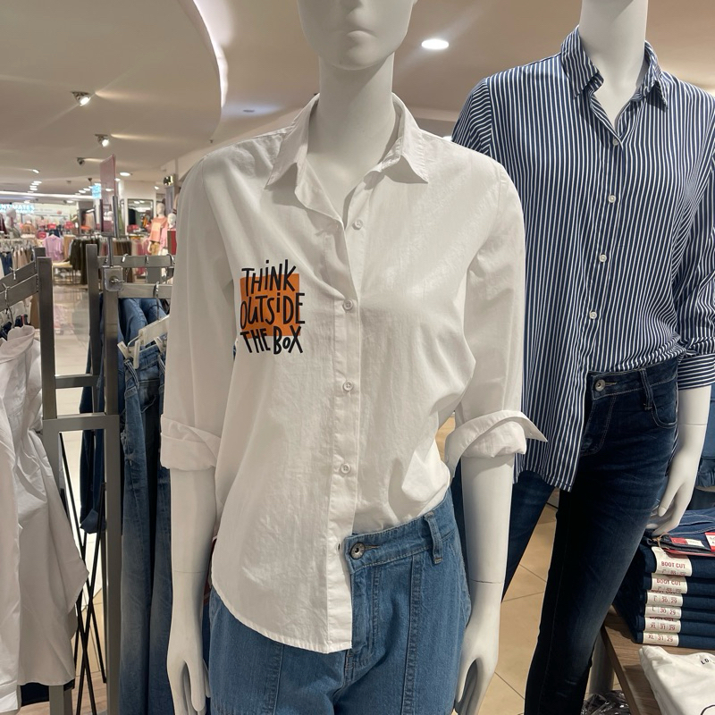 LOGO JEANS - NEW Kemeja Wanita Putih (S-L)