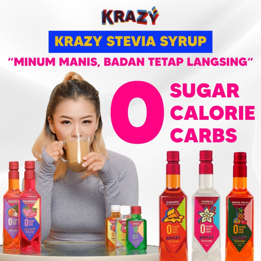 

COD Krazy Stevia Sirup Diet Zero Calorie Keto Syrup murah