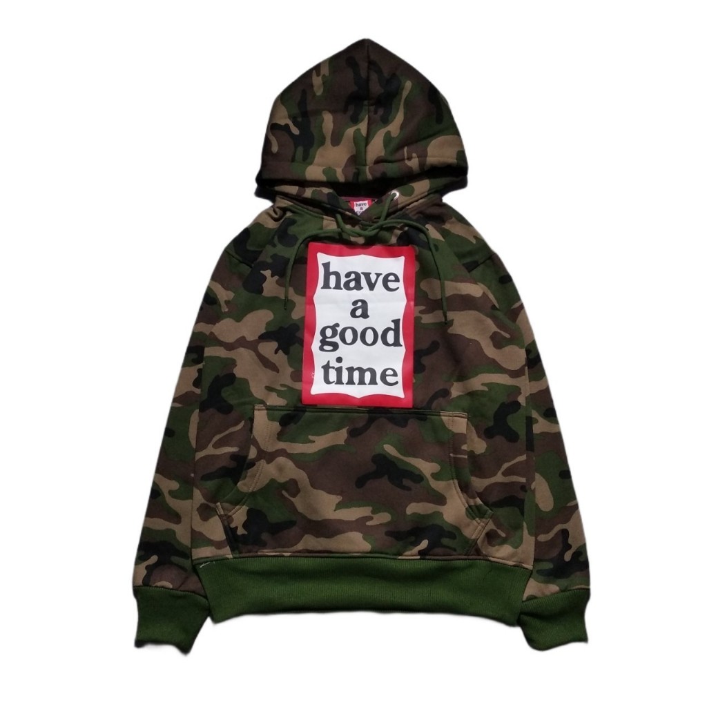 JAKET HOODIE HAGT HAVE A GOOD TIME LOGO CAMO GREEN