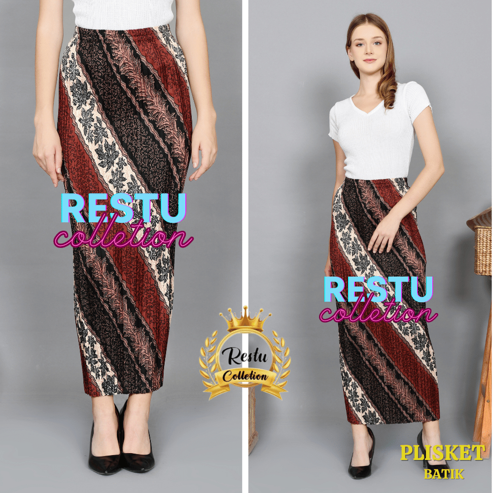 Plisket - Rok Plisket-Plisket Jumbo–Rok Batik–Rok Batik Span – Rok Plisket Batik – motif Cm Maroon