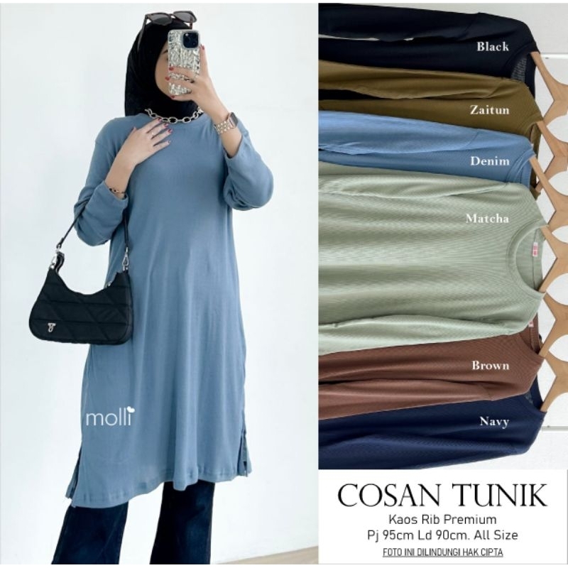 Cosan tunik/tunik bahan kaos rib premium by molli