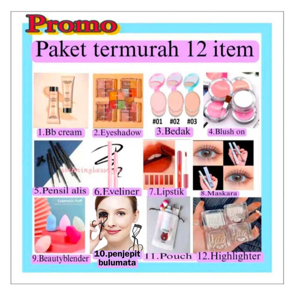 Mall Termurah Paket Makeup Kosmetik 12 item set terlengkap paket usaha
