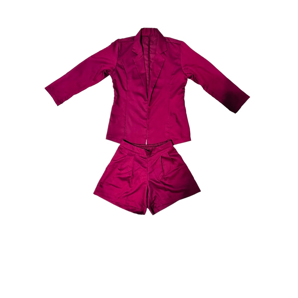 Set Blazer Celana Pendek Maroon