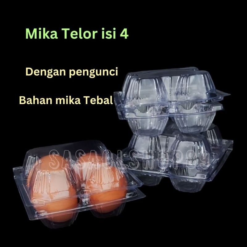Mika Telor isi 4 isi 6 isi 10 telur TEBAL (25pcs) Mika Telur dengan kancing pengunci