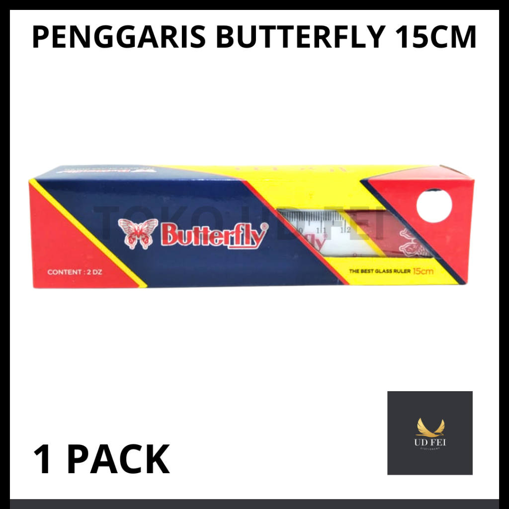 

(1 PACK) Penggaris/Pengaris/Mistar/Ruler Plastic Butterfly 15 cm/Garisan Butterfly 15cm