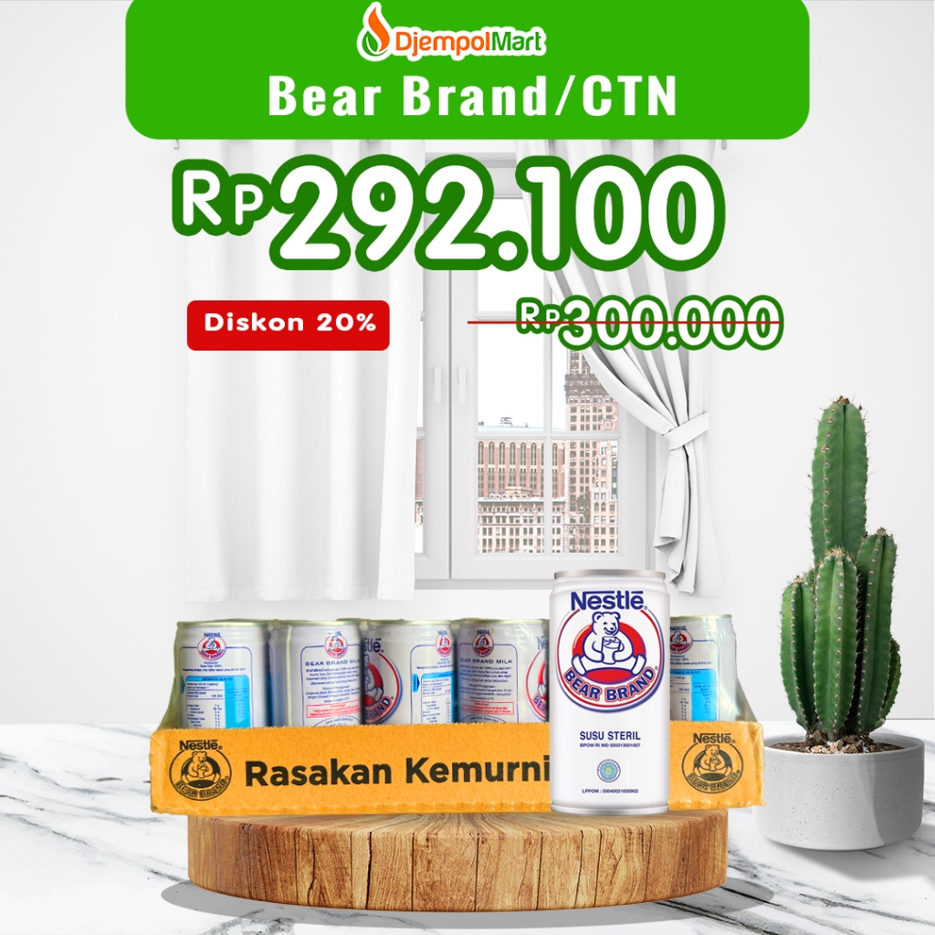 Bear Brand Susu Beruang Susu Steril 189ml – 1 Dus Isi 30 Pcs