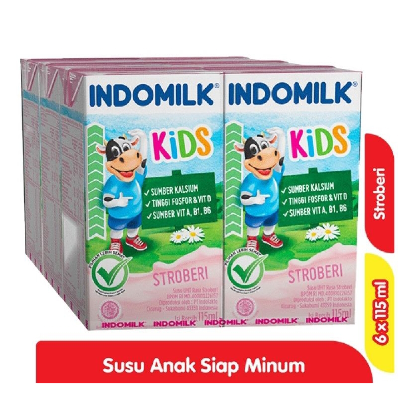 

INDOMILK Kids Susu UHT Strawberry 6 x 115