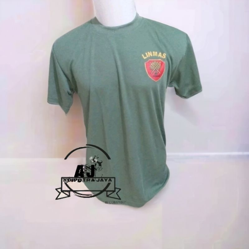KAOS LINMAS PENDEK HIJAU SABLON LINMAS