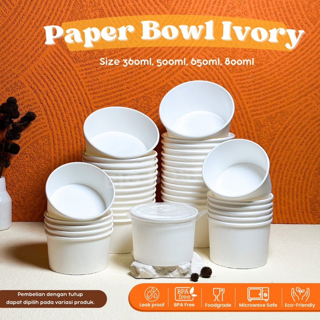 [CUSTOM FULL PRINT] Paper Bowl / Mangkok Kertas Rice Bowl 650ml  + Tutup/Lid min Qty 2500Pcs