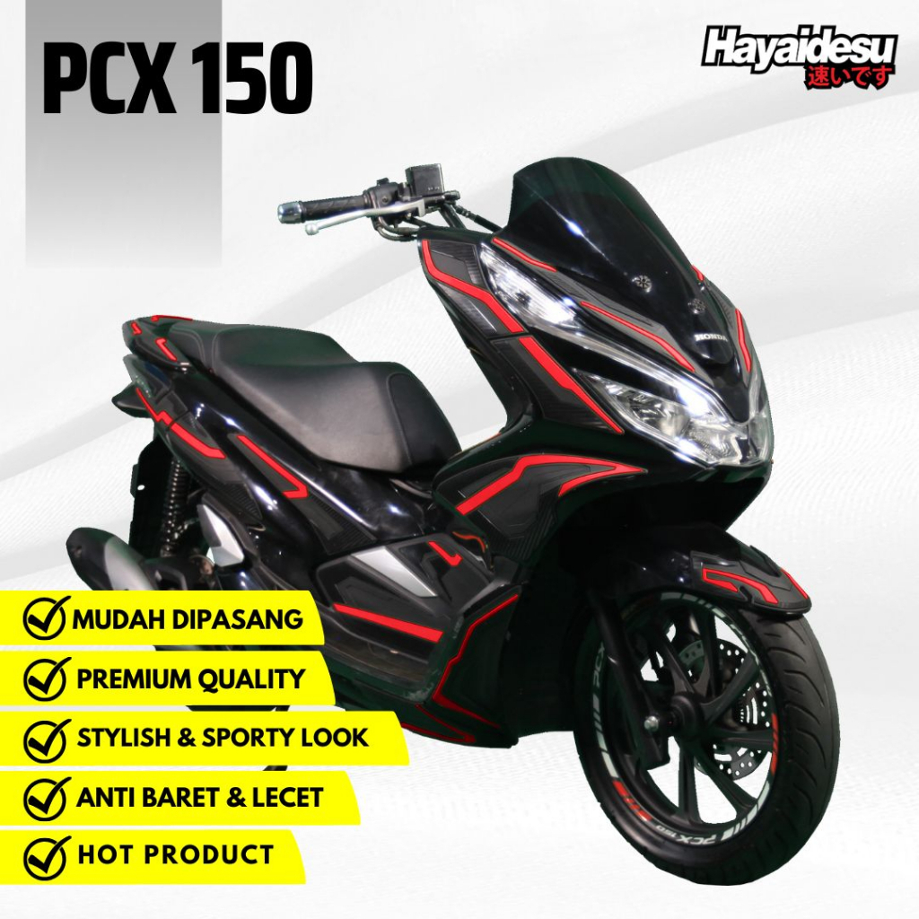 Hayaidesu Full Set Body Protector Honda PCX 150 Aksesoris Decal Variasi Carbon Pelindung Body PCX150