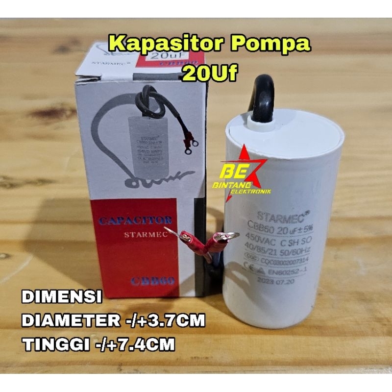 Kapasitor POMPA Air 20Uf Capasitor Jet Pump 20 uf Mikro BULAT