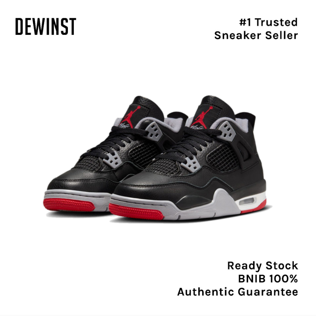 Air Jordan 4 Retro Bred Reimagined GS BNIB RESMI ORIGINAL