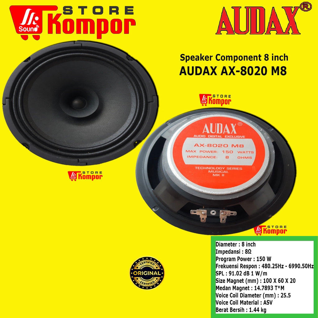 SPEAKER AUDAX 8 IN AX 8020 150 WATT AUDAX AX-8020 M8