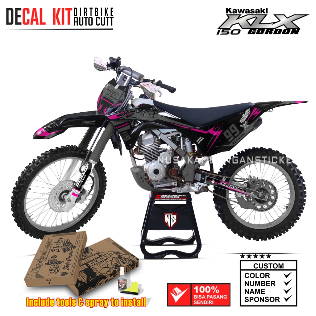DECAL KIT STICKER KLX 150 GORDON BLACK X RACING PINK04