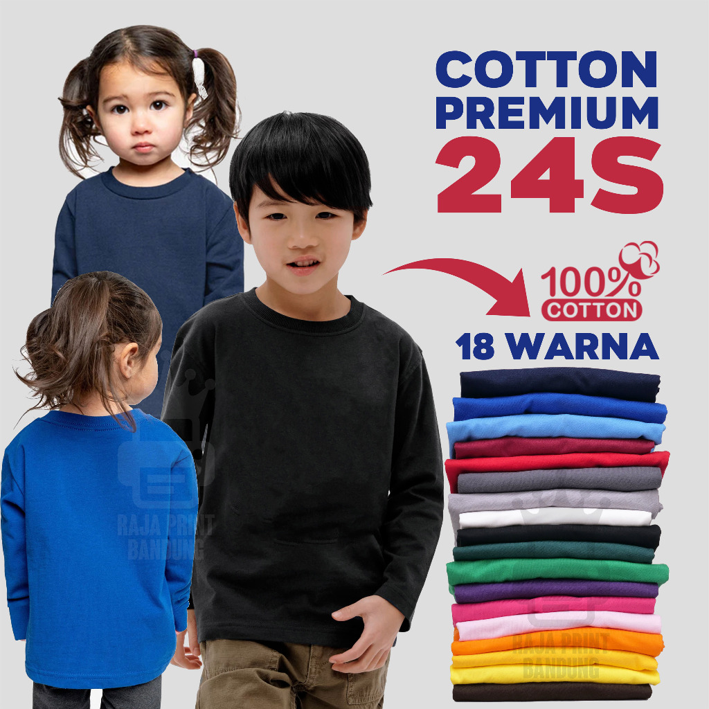 T-Shirt Anak Polos Lengan Panjang Longsleeve Banyak Warna Color