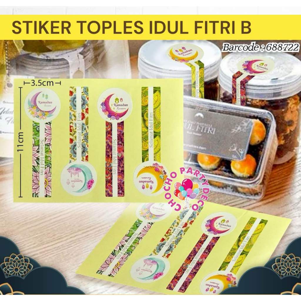 

STIKER TOPLES IDUL FITRI B / Stiker Segel Toples Kue Lebaran / Sticker Hampers Idul Fitri