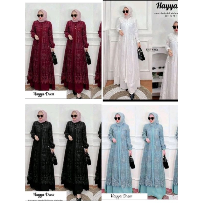 Gamis Tile Brokat Crinkle Pesta Pernikahan Formal