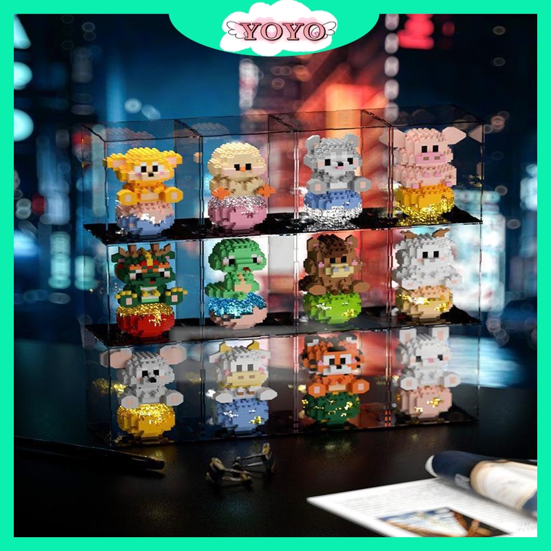 YOYO Mainan Balok Susun 12 Shio Planet Bercahaya Block Mini 12 Zodiak Cina Series Bricks Blok Mainan
