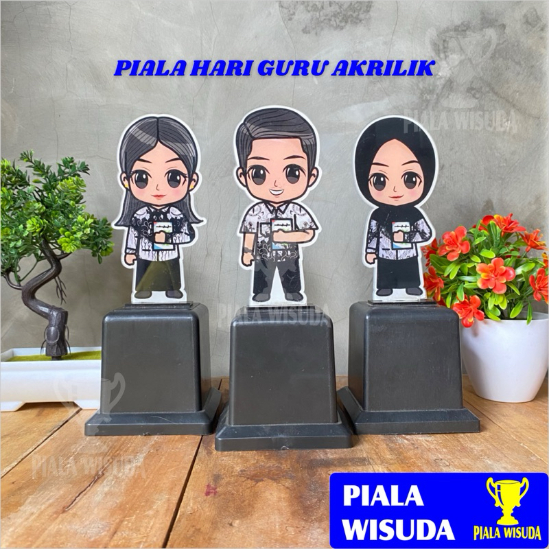 Piala Wisuda Akrilik Guru (Seragam PGRI)  Piala Akrilik Karakter Guru  Piala Lomba Kado Hadiah Souve