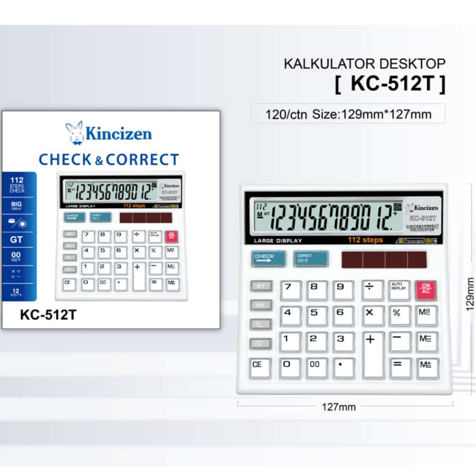 

KALKULATOR KINCIZEN KRAMIK 12 DIGIT KC 512T WARNA PUTIH