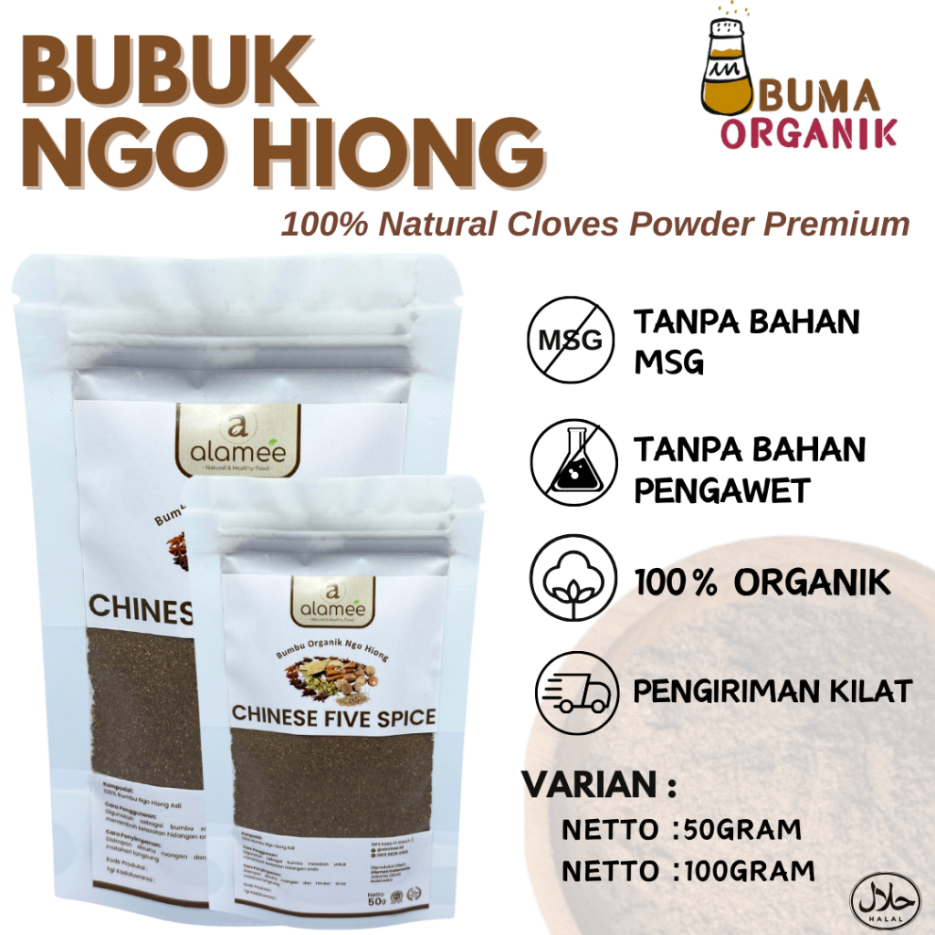 

Ngohiong Powder Bubuk Ngo Hiong Bumbu Masak Chinese Five Spice Rempah Rimpang Murni Asli Tanpa Campuran Bumbu Dapur 50gram dan 100gram