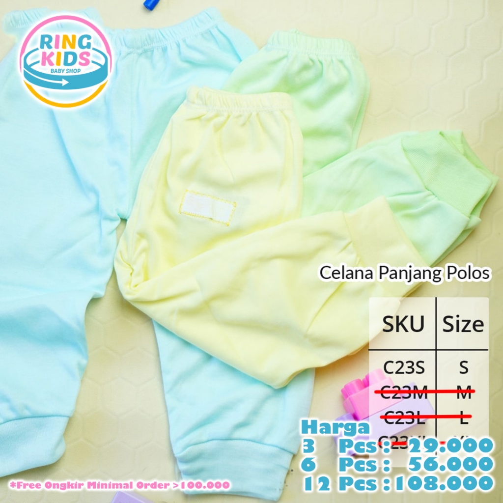 3PCS CELANA PANJANG POLOS ARINI BABY SNI