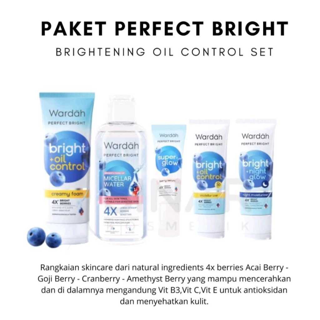 WARDAH PAKET PERFECT BRIGHT OIL CONTROL [ Oil Control Creamy Foam - Perfect Bright Micellar 100ml - 