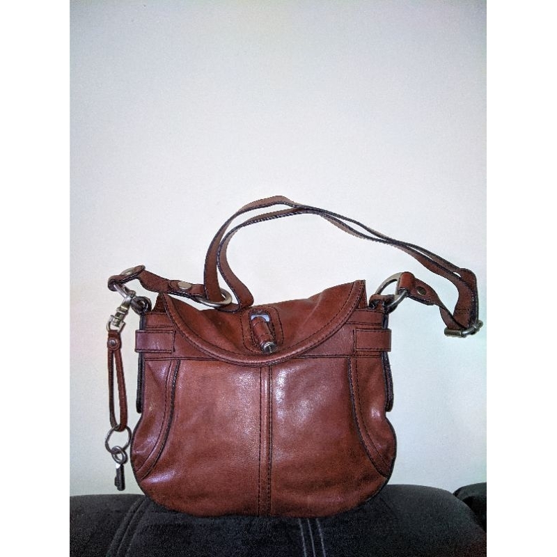 Preloved Tas Fossil Fifty Four Vintage Sling Bag Espresso