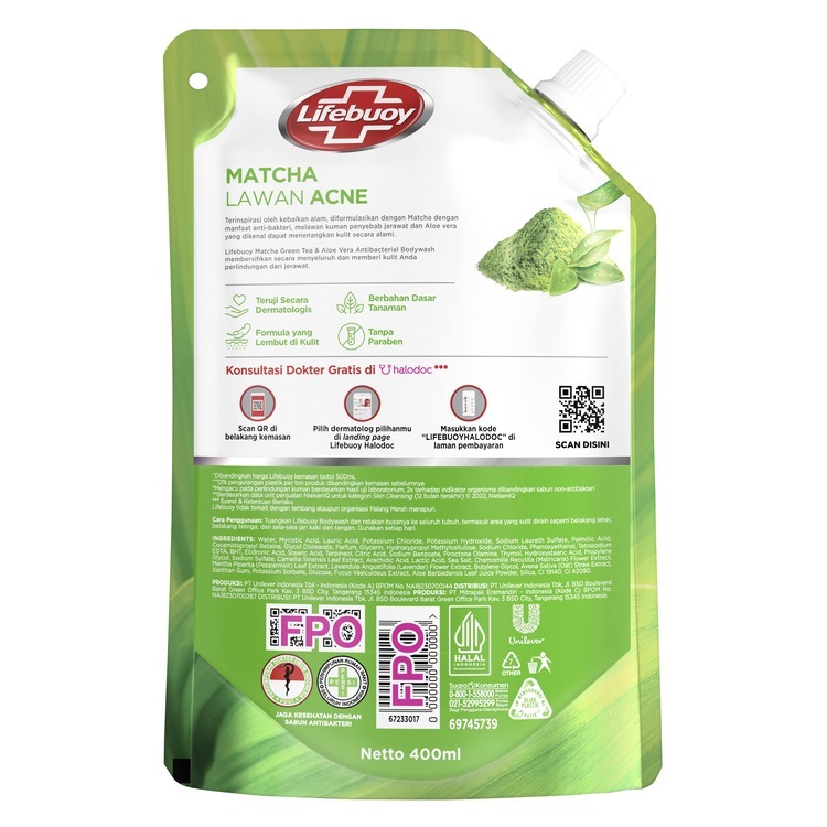 Lifebuoy Matcha Green Tea Body Wash 400ml x4