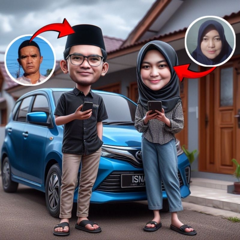 Edit foto karikature couple 90% Mirip