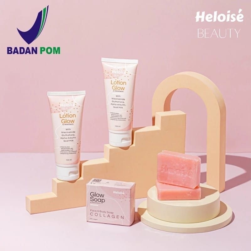 Paket Super Brightening Jerawat punggung & Bekas Luka Heloise Beauty (lotion glow + glow soap collag