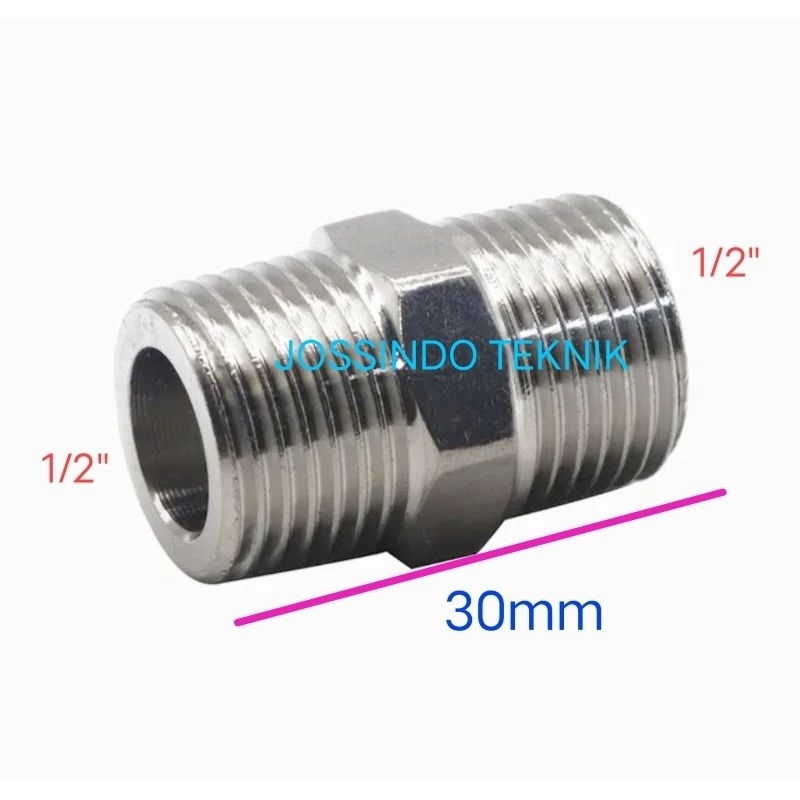 Double nepel 1/2x1/2 stenlees/ double nepel stenlees 1/2x1/2