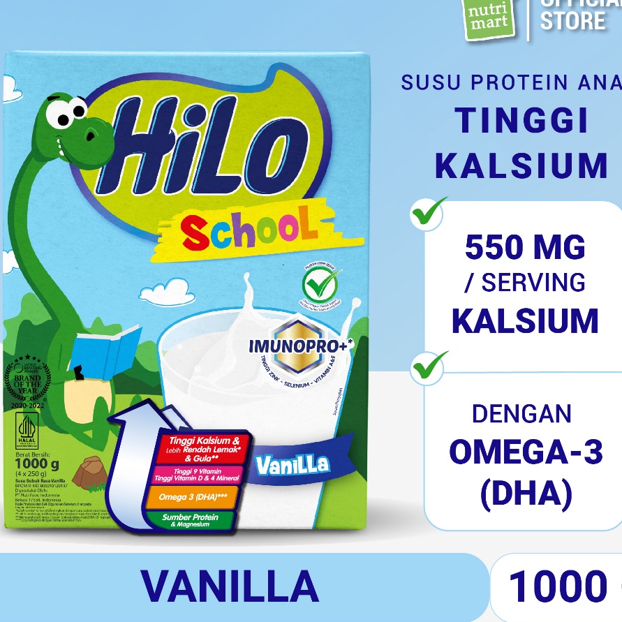 

HOT HiLo School Vanilla 1 gram Susu Tinggi Kalsium Lebih Rendah Lemak