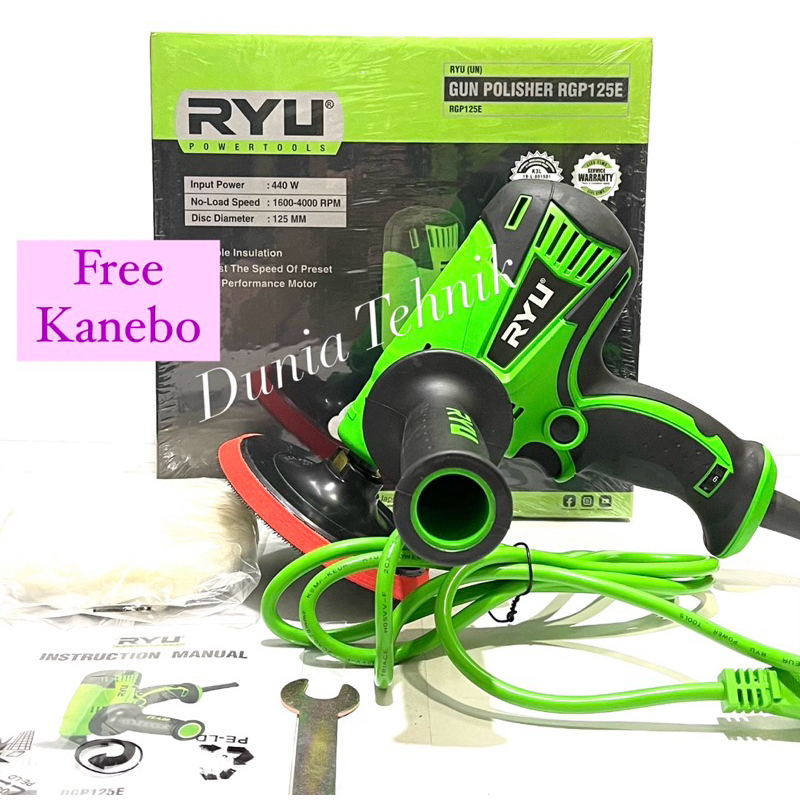 Mesin Poles RYU RGP 125E Alat Polisher Mesin Poles Mobil Motor Amplas 5 inch Mesin Poles Gun Polishe