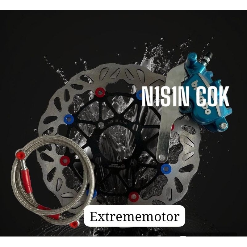 satu set piringan cakram lebar 260mm model ktc plus kaliper 2 piston samurai plus breket kaliper sel