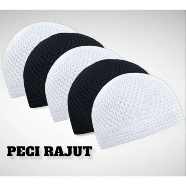 (ECER)PECI KOPYAH RAJUT MURAH HITAM PUTIH