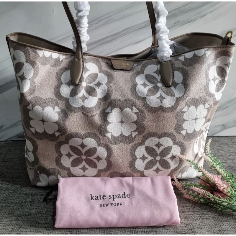 Tote bag Ks spade flower mono suton large tote natural multi