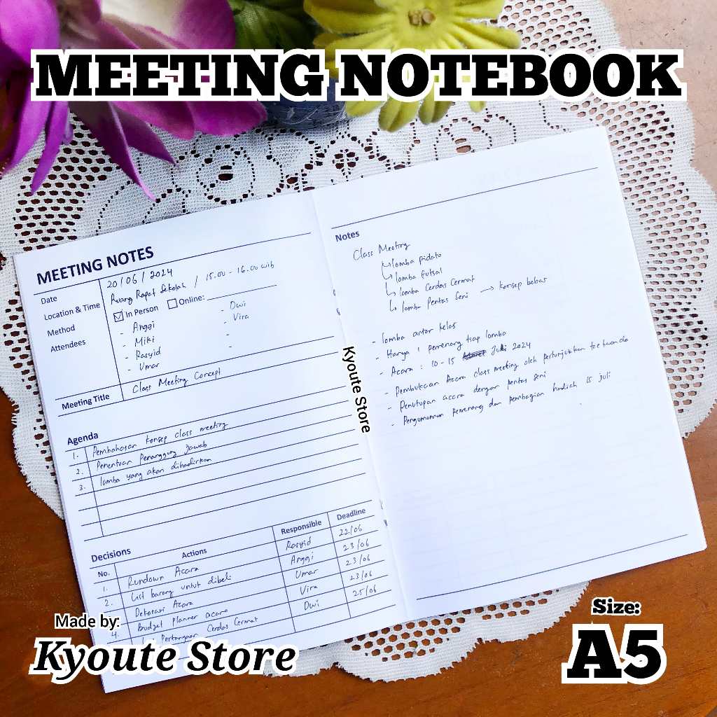 

Meeting Notebook Kyoute A5 Buku Catatan Pertemuan Rapat Universal Book Notes