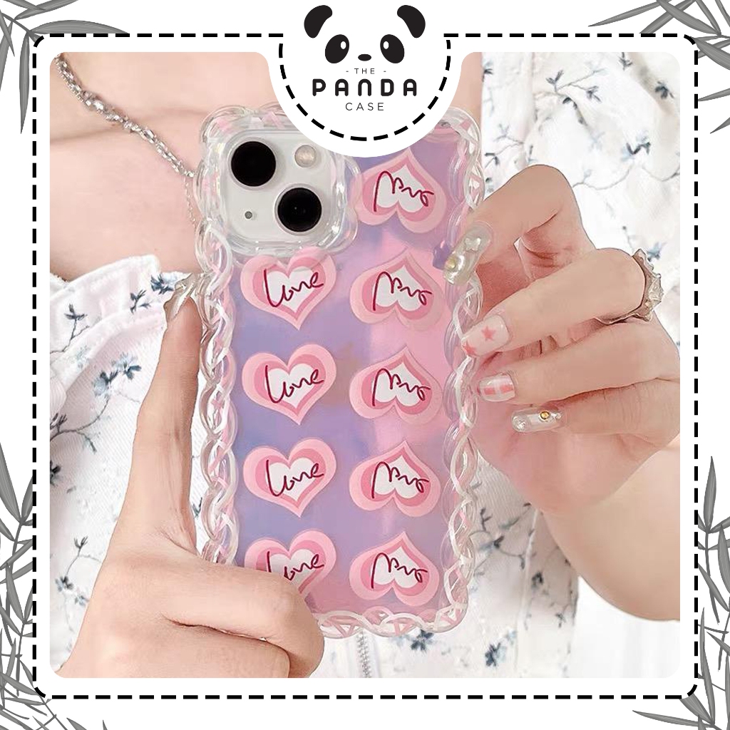 [ TPC ] iPhone Case Soft Case Love Pink Hologram Cute Case Camera Protection Shockproof For iPhone 7
