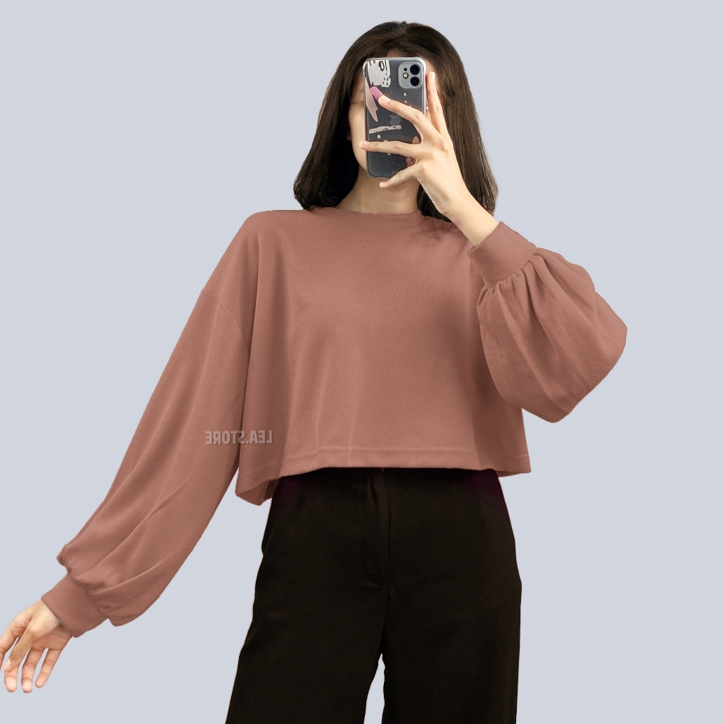 SAHIRA SWEATER CROP / BAJU BALON WANITA / ATAS WANITA CROP
