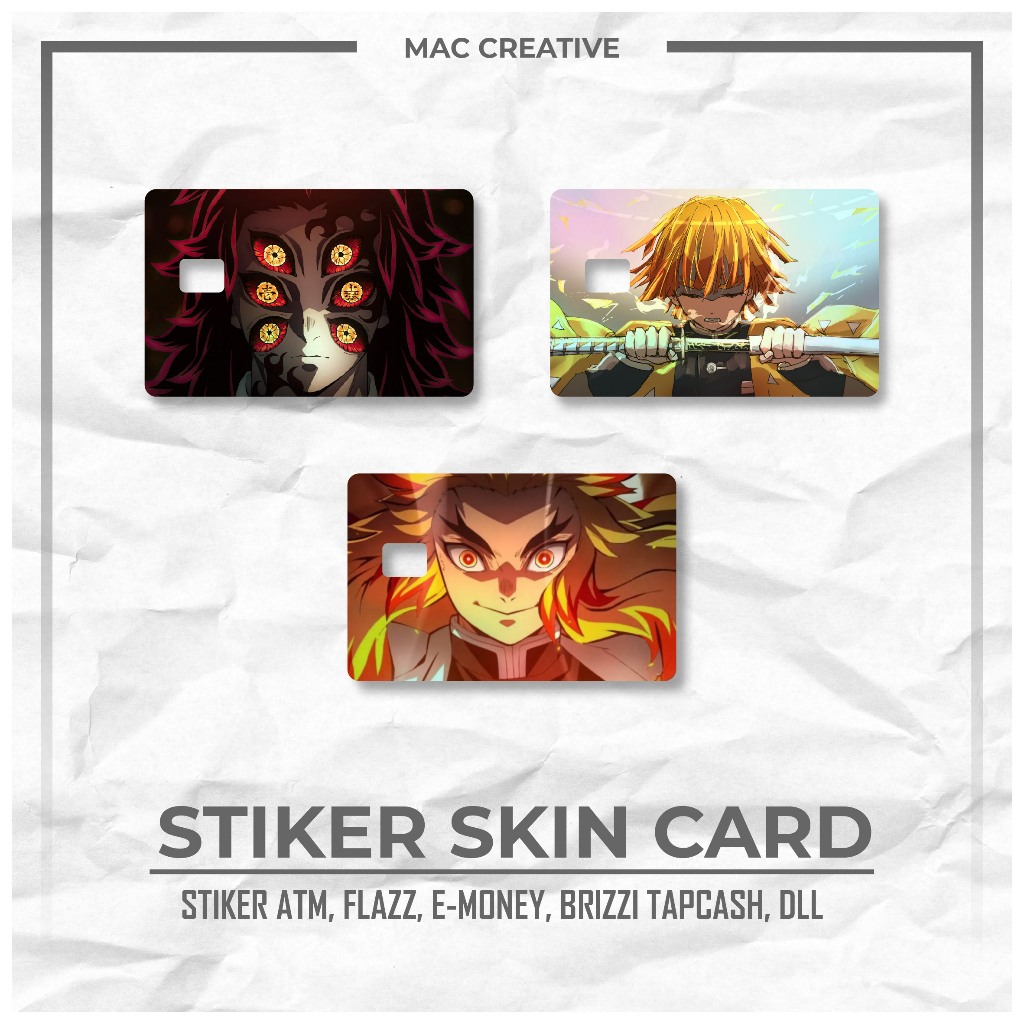 

Stiker Kartu ATM - Skin Kartu Skin Card Garskin ATM Emoney Tema Demon Slayer Hologram Glossy