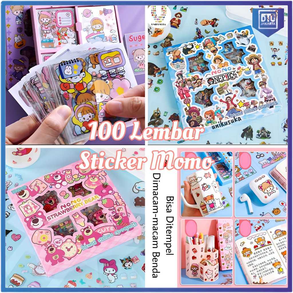 

[DTU] Sticker isi 100 LEMBAR MOMO / ONEPIECE / KUROMI / CINNAMON / SANRIO / STRAWBEAR