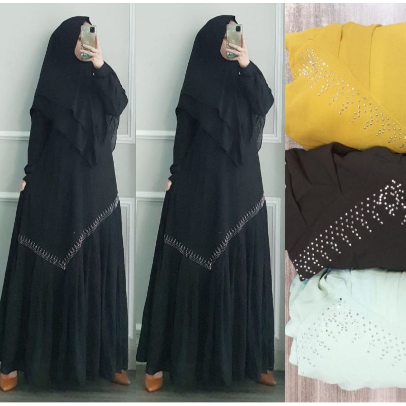 syari ceruti payet gamis ceruty + hijab syari