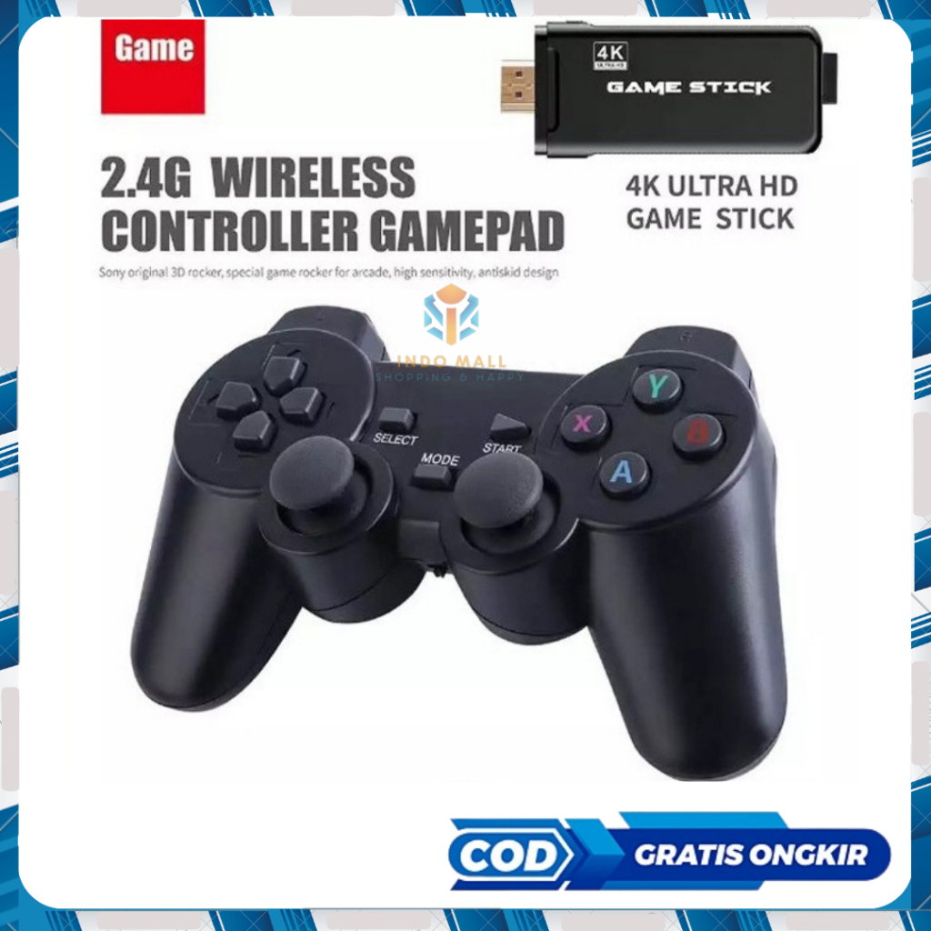 U8 64G Game Stick 2.4G Wireless Gamepad Controller Game 4K Game Stick Indomall